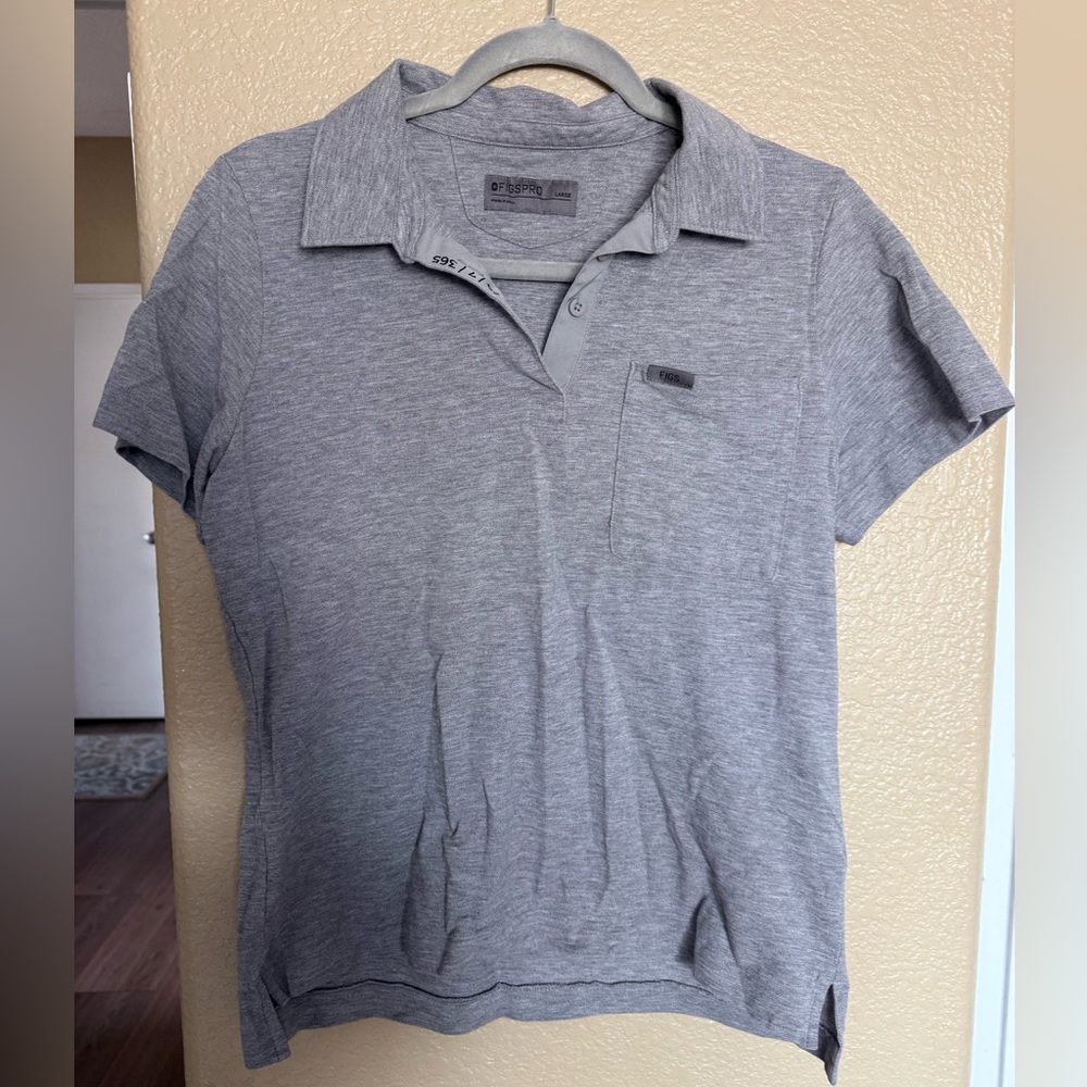 FIGS PRO Gray Short Sleeve Polo Shirt